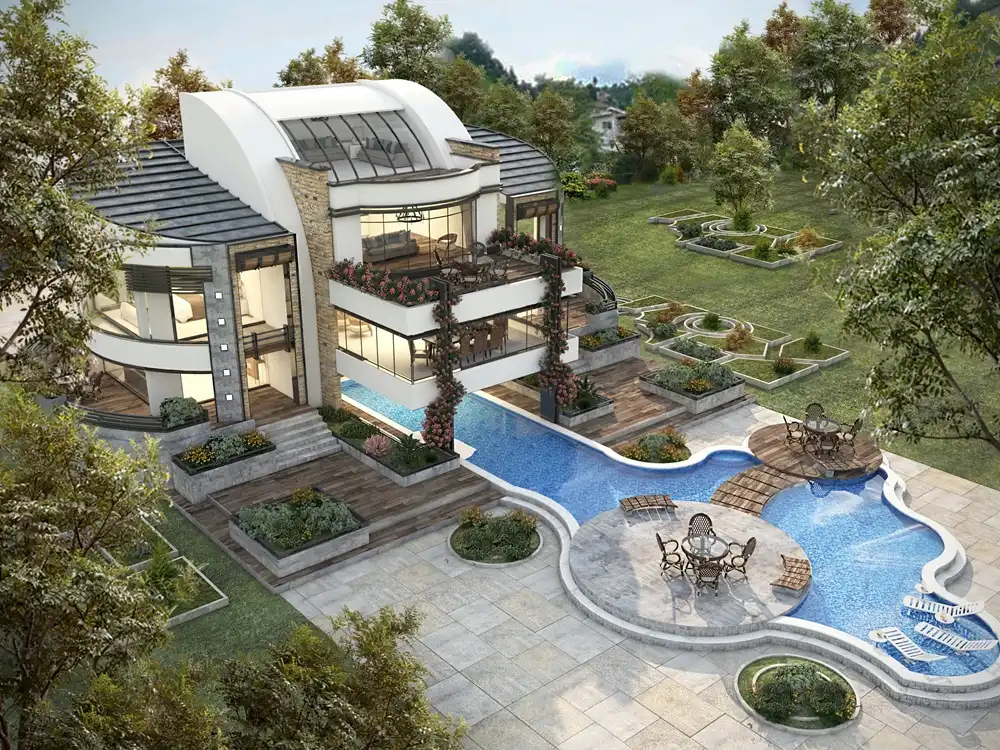 Modern villa project concept